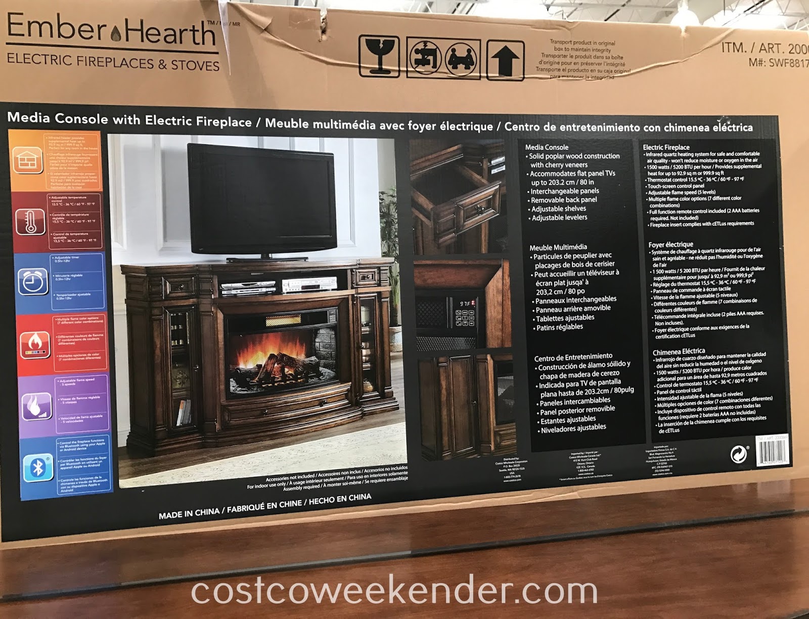 Well Universal Electric Fireplace and Media Console Costco Weekender