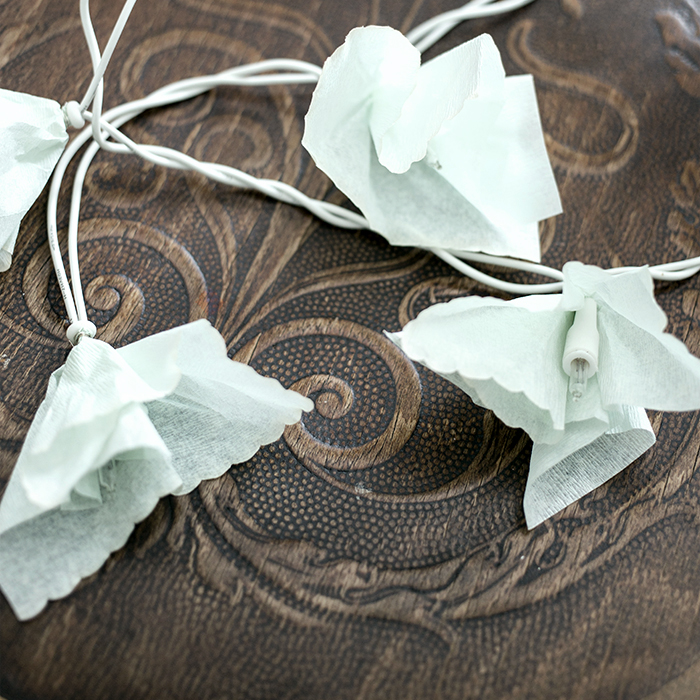 Easy DIY - flower string light of vintage napkins by gretchen gretchen