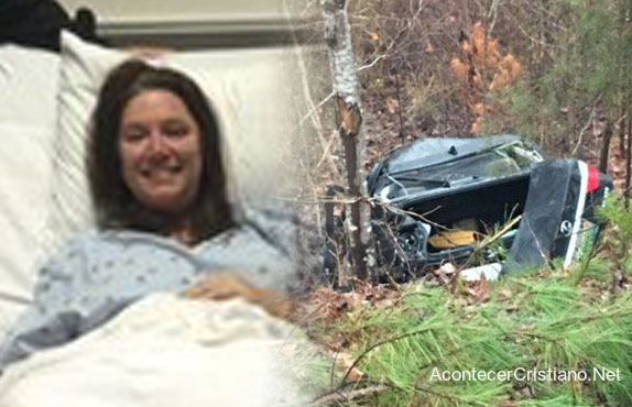 Mujer sobrevive a accidente automovilístico