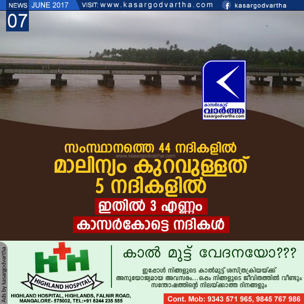 Top-Headlines, Kasaragod, Kerala, River, waste, 3 Kasargodan rivers with less waste