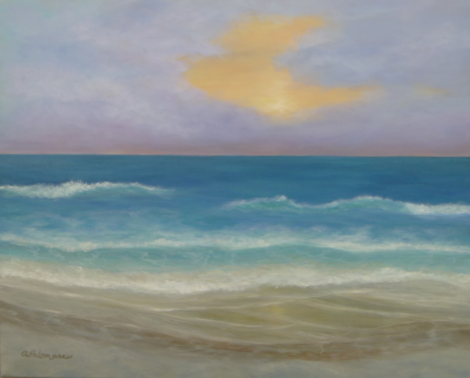 Beach Sunset Painting Amber Palomares Coastal and Nature