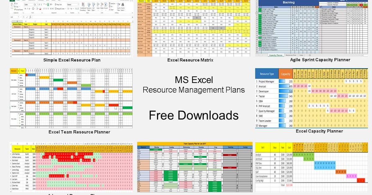 Resource Management Using Excel 7 Template Downloads Free Project