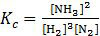 Rumus konstanta kesetimbangan konsentrasi pembentukan amonia