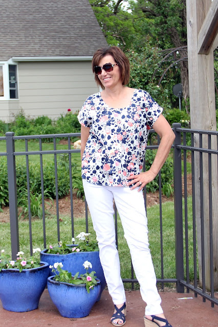 IndieSew's Lou Box Top in Mood Fabrics' floral cotton sateen