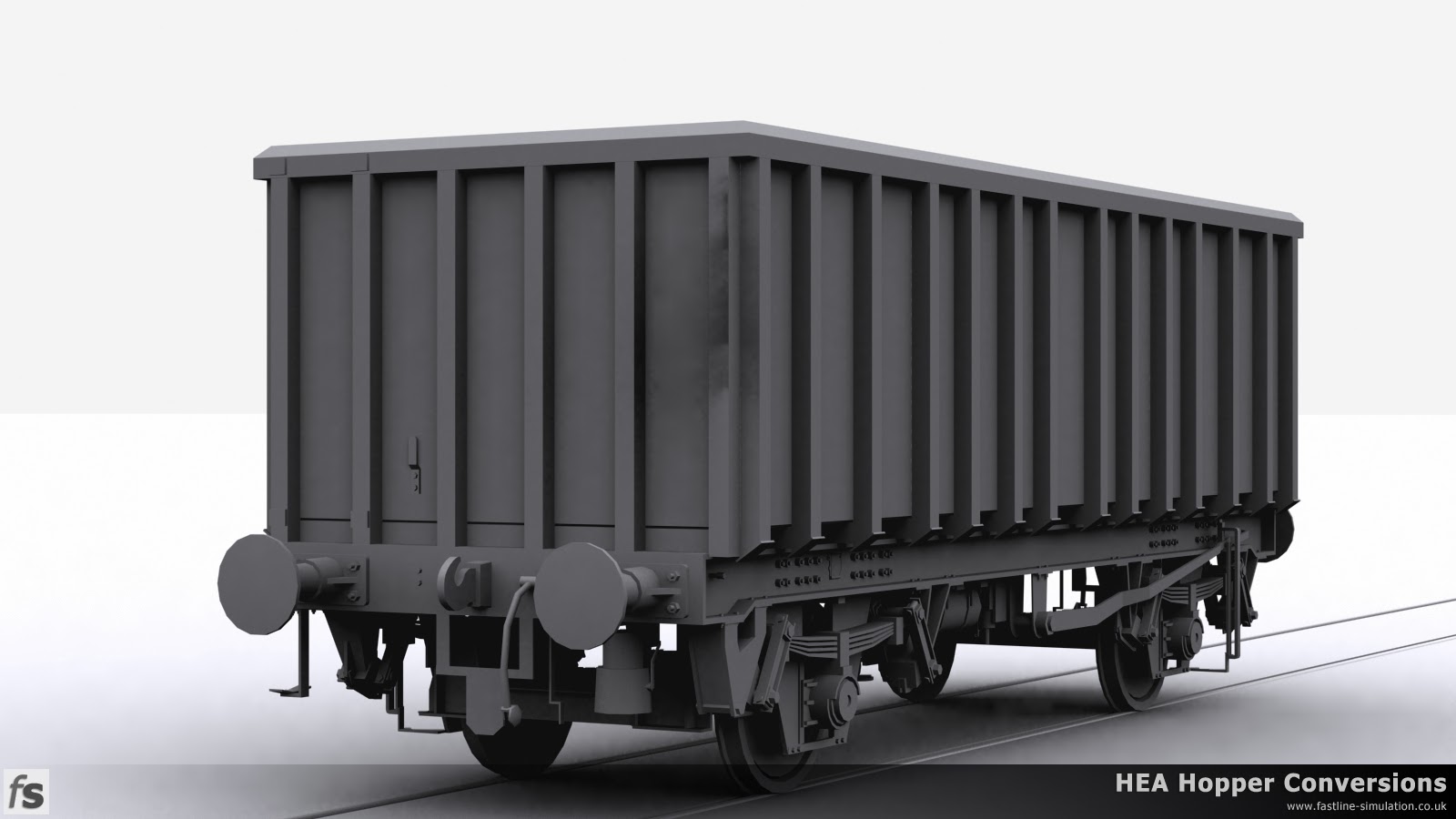 Fastline Simulation - HEA Conversions: A shape for a later version of the MEA box wagon converted from an HEA hopper with the end ladder removed and angled corners to the side ribs.