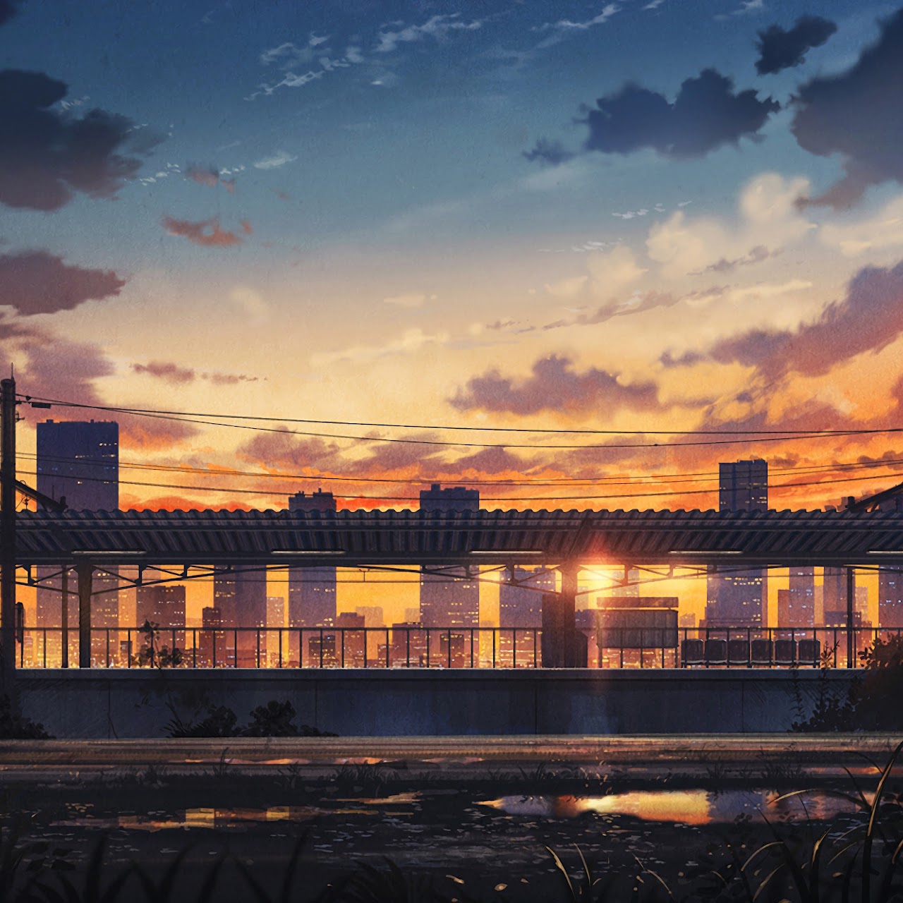 Sunset, City, Scenery, Anime, 4K, #114 Wallpaper PC Desktop
