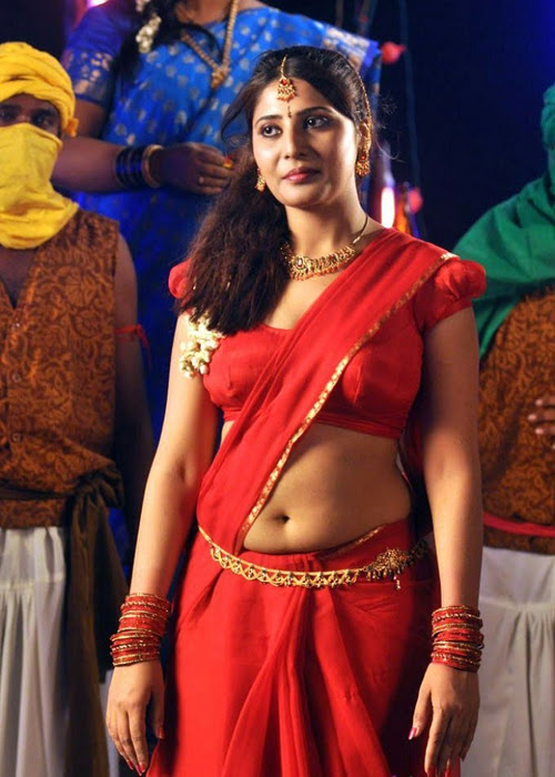Sexy Actress Gallery Reshma Hot Red Saree Boobs Navel Show