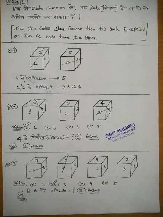 Cubes and Dice Questions and Answers REASONING Concepts & tricks