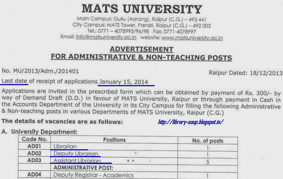 The Library Soup Librarian (1), Dy. Librarian(1) & Assistant