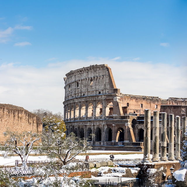 Rome, coliseum, colisée, neige, italie, italia, italy, snow, rome antique, ruines, théâtre