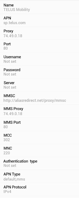 Telus APN Settings for Android / Samsung Galaxy S4, S3  S5 S6/ HTC/Nexus/ Xperia/Motorola