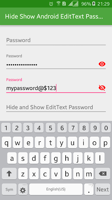  Android Example: How to Show and Hide Password in Android Using Eye Icon
