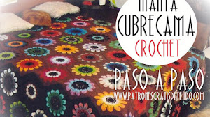 Manta cubrecama crochet con hexágonos florales / paso a paso