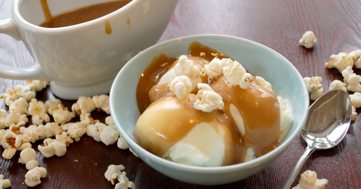 Buttered Popcorn Ice Cream with Salted Caramel Sauce lightinleaves