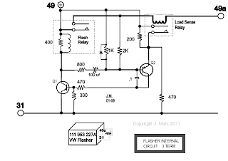 Car Turn Signal Flasher Circuit with Load Malfunction Indicator