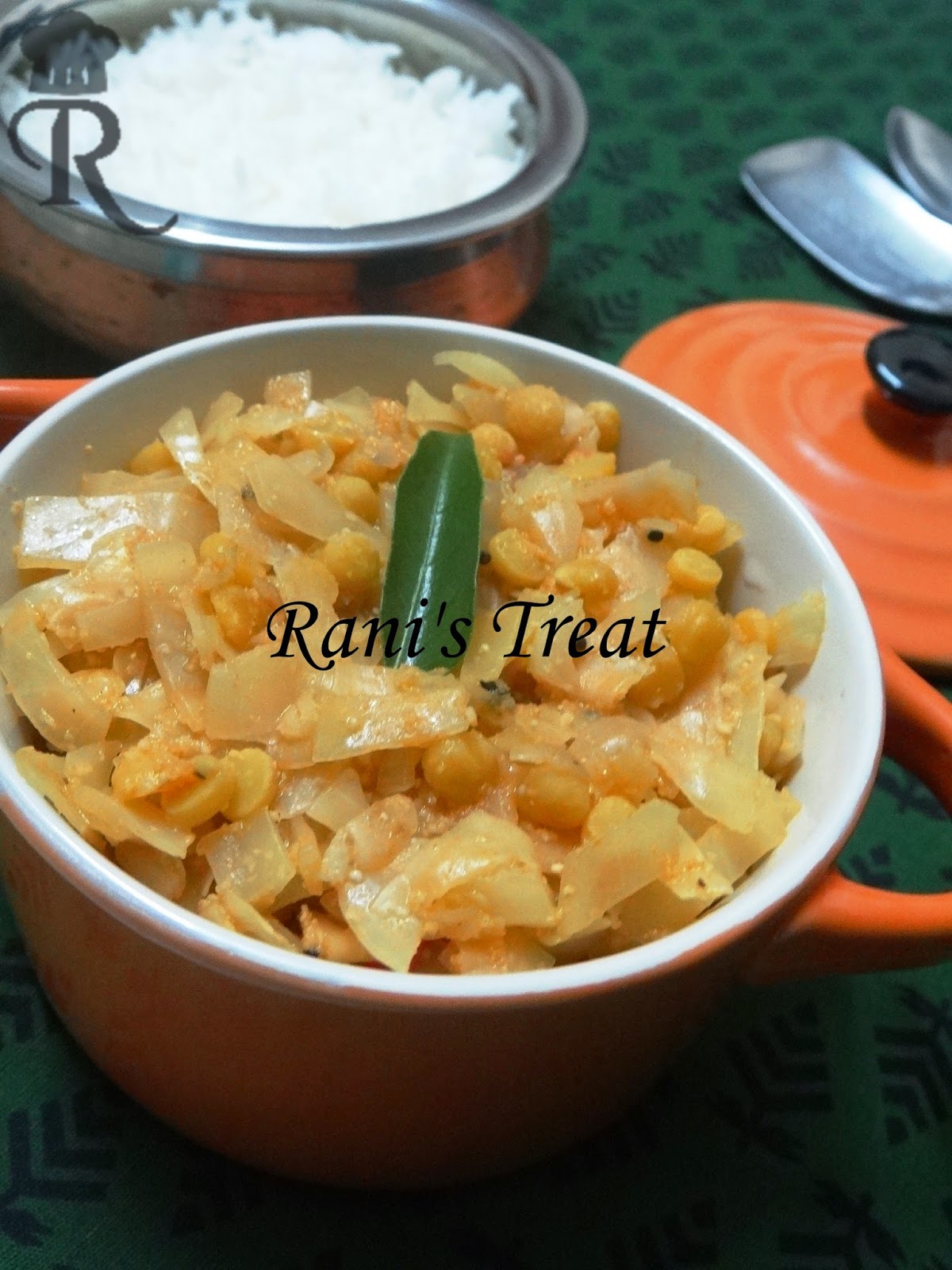 Rani's Treat Muttaikose Kadalai Paruppu Kootu Cabbage Channa Dhal Kootu