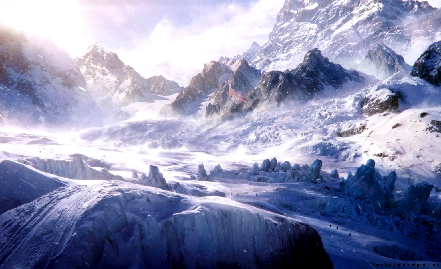 White snow mountains top winter scenery HD Wallpaper   1680x1050