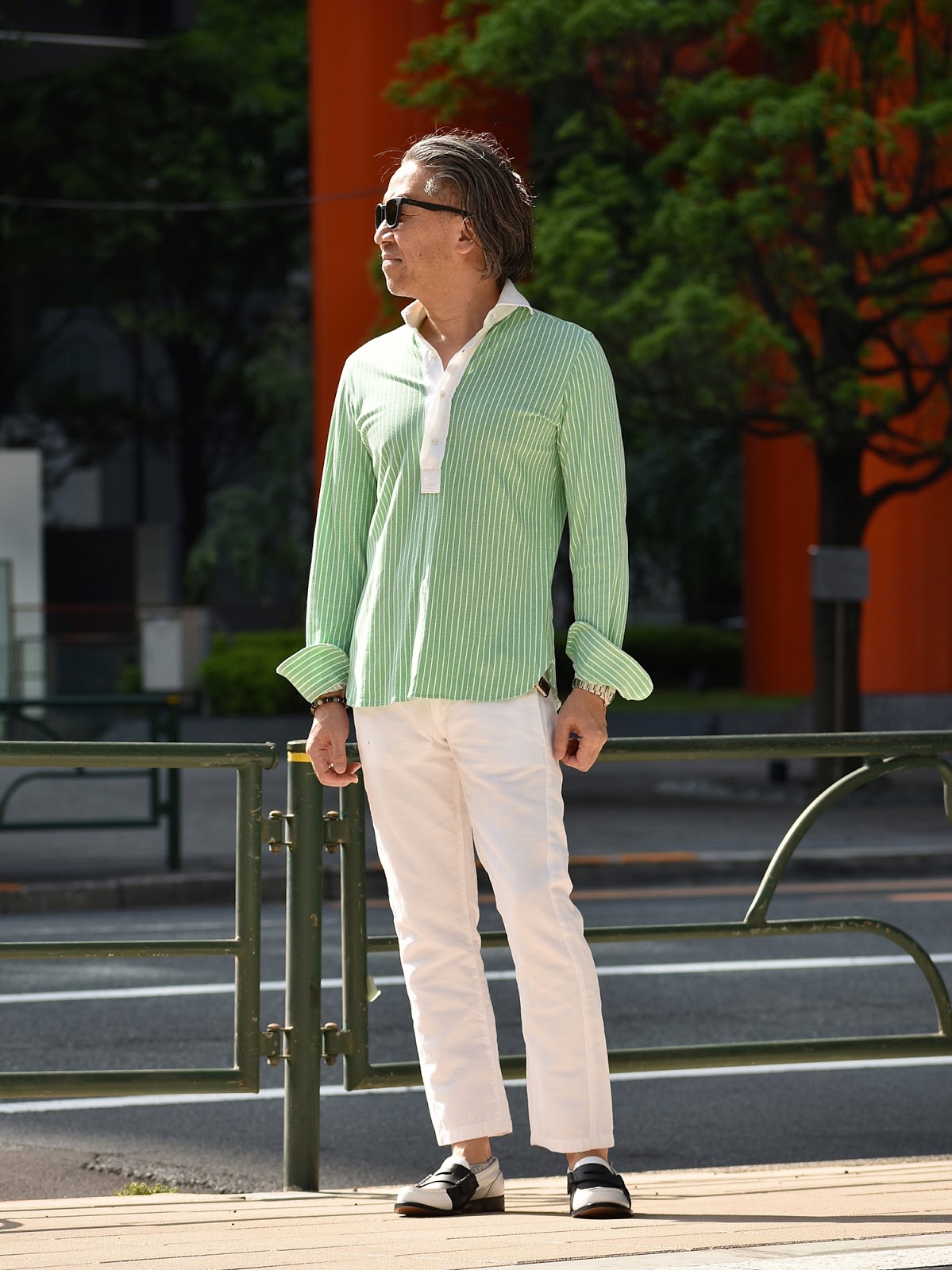 メンズ カプリシャツのテキトーなコーディネート