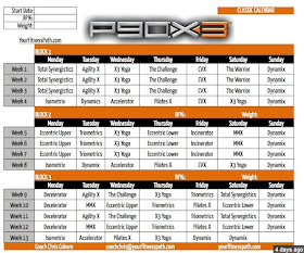 P90X3 WORKOUTS: P90X3 calendar
