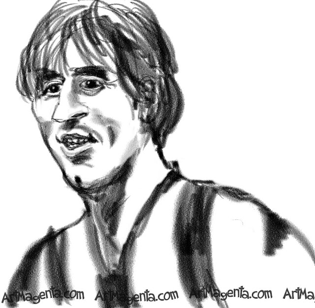 Lionel Messi caricature cartoon. Portrait drawing by caricaturist Artmagenta