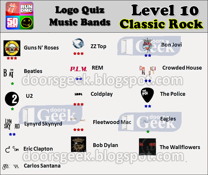 Logo Quiz Music Bands Level 10 Classic Rock Doors Geek