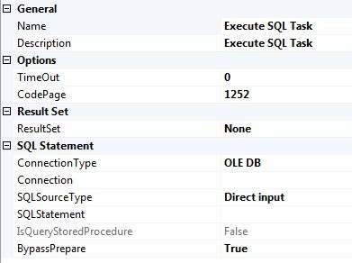 SQL Server: Execute SQL Task in SSIS