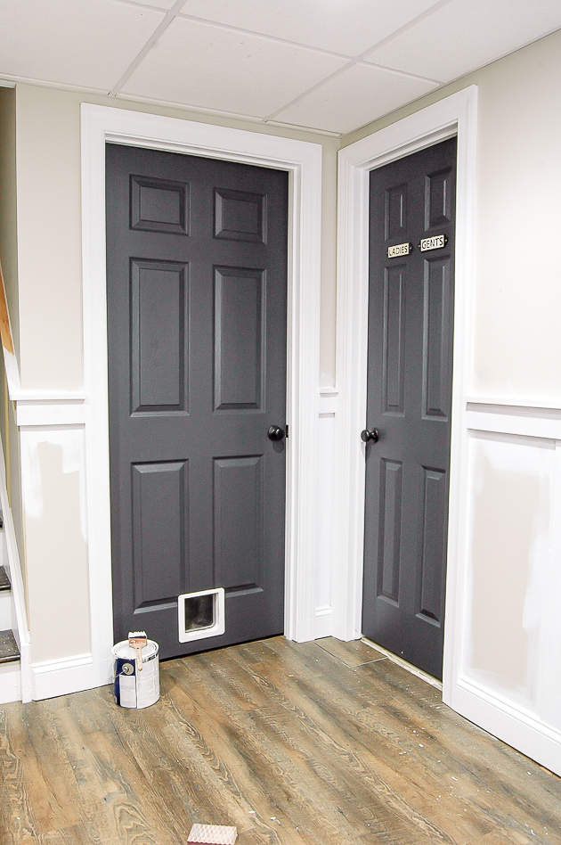 One Room Challenge Week 4 Board and Batten Molding, Paint and Lighting