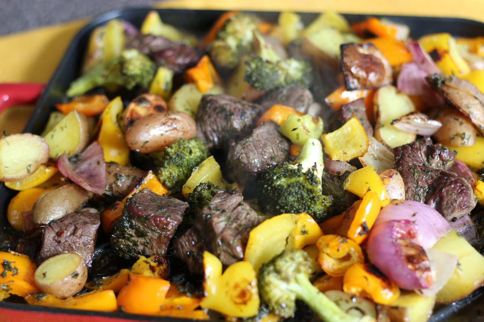 OVEN GRILLED BEEF AND VEGETABLES WITH FRESH HERBED BUTTER COOK WITH NANCY