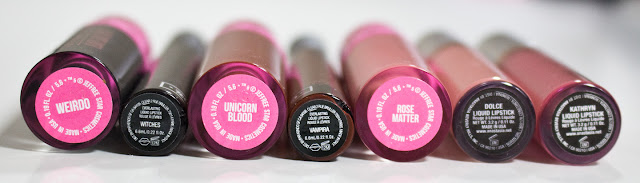 Warpaint And Unicorns Jeffree Star Velour Liquid Lipstick In Weirdo Unicorn Blood Rose Matter 714 Queen Bee Swatches Review