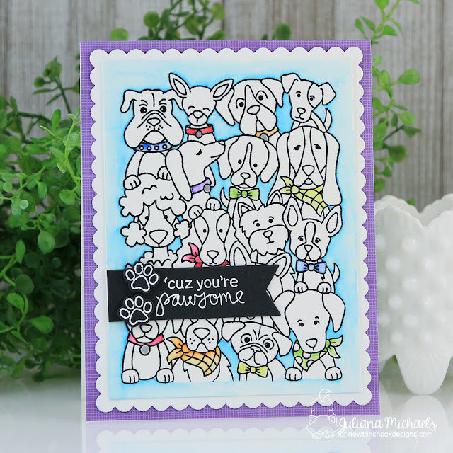 Pawsome Dog Card by Juliana Michaels featuring Newton's Nook Designs Woof Pack Stamp Set