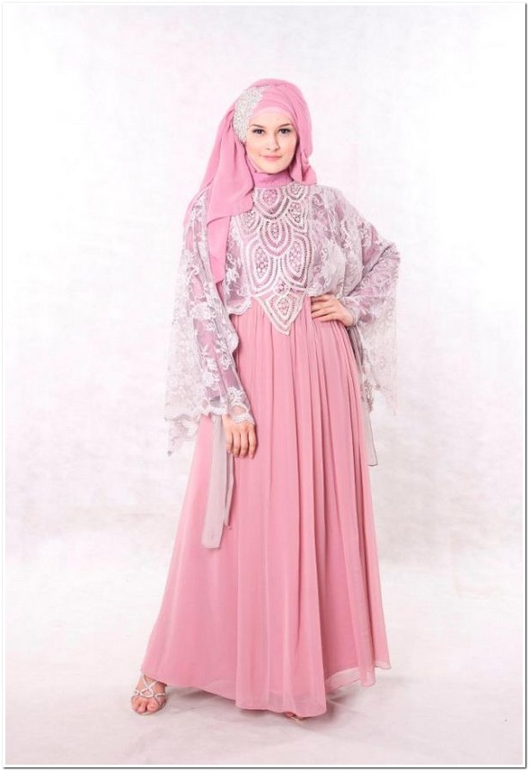 Model Baju  Pesta  Renda  Panjang Terbaru Untuk Muslimah Modern 