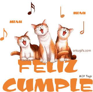 Gif de Feliz Cumpleaños tumblr gatitos cantando melodía música