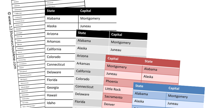 FREE State Capitals List