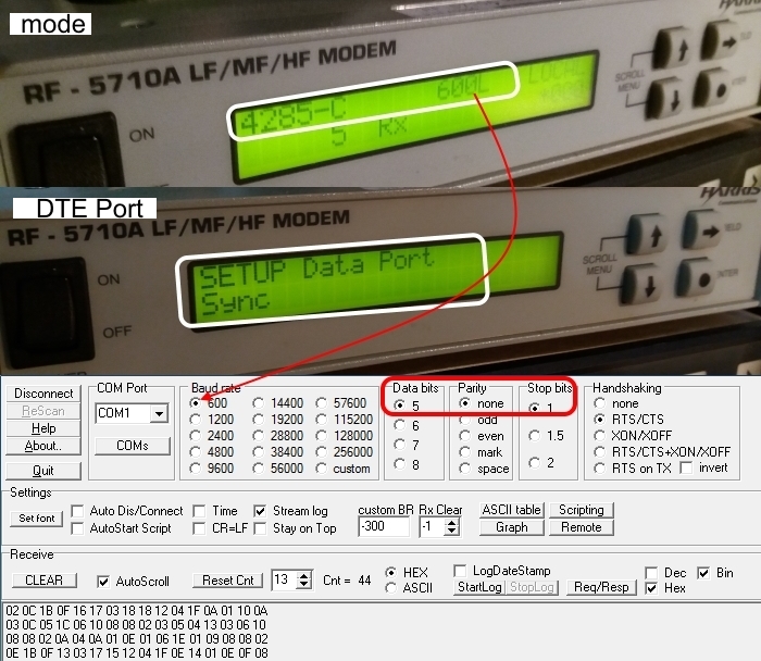 some tests with Harris RF5710A modem diario SWL I56578 Antonio
