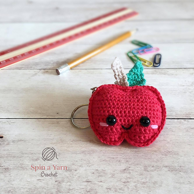 Cute Crochet Apple Keychain