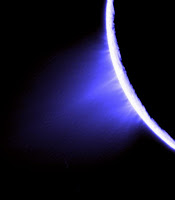 Water escaping Enceladus, another moon of Saturn
