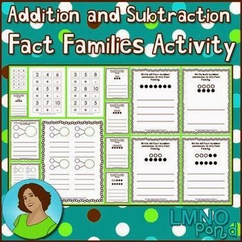 Number Names Worksheets printable fact family worksheets : Fact Family First Grade Activities - kindergarten first grade and ...