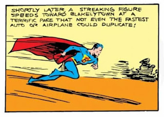 Action Comics (1938) #3 Page 1 Panel 3: Superman's super speed is in evidence