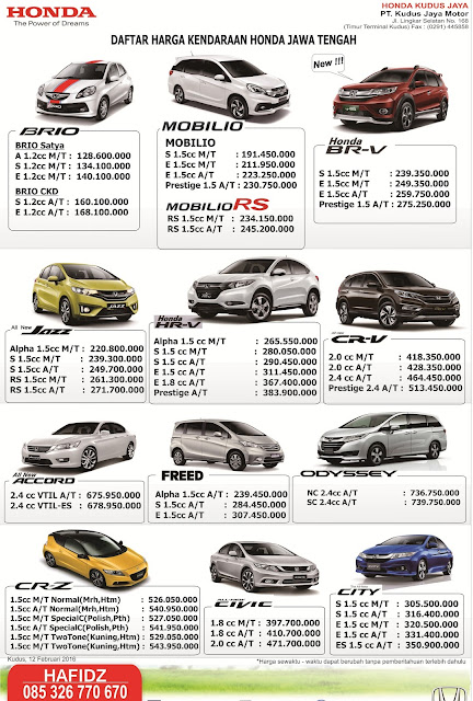 harga brio, harga mobilio, harga hrv, harga brv, harga jazz, harga crv, harga honda