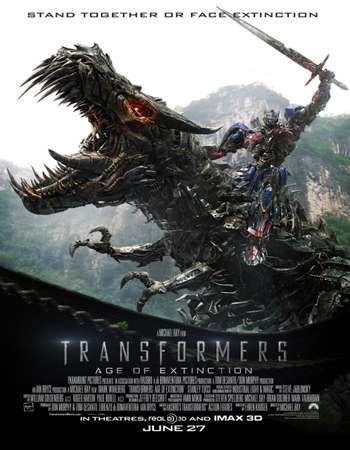 Poster Of Transformers Age of Extinction 2014 Hindi Dual Audio 700MB BluRay 720p HEVC Free Download Watch Online downloadhub.in
