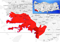 Fethiye ilçesinin nerede olduğunu gösteren harita