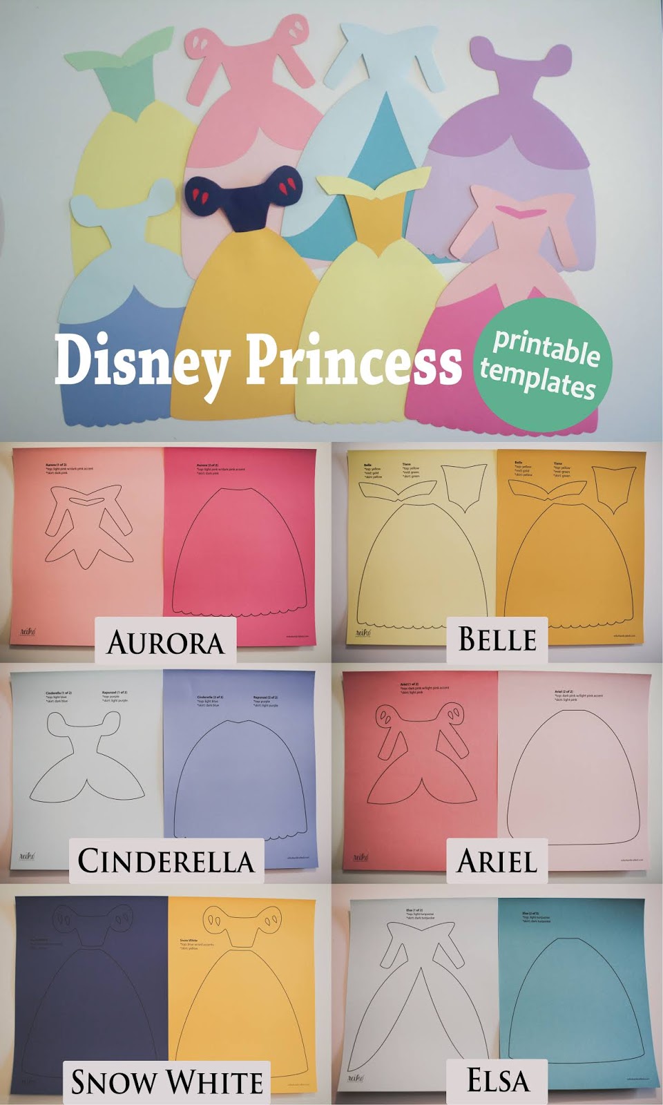 Plantillas de Vestidos de las Princesas Disney. - Ideas y material gratis  para fiestas y celebraciones Oh My Fiesta!