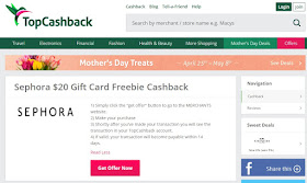 TopCashBack New Members Deal Offer Sephora Freebie