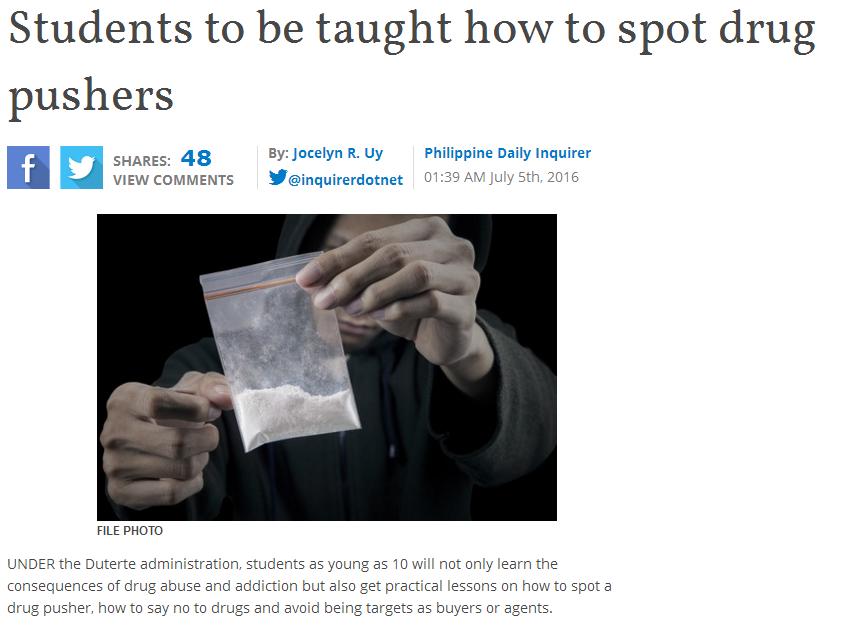 DepEd Plans to Teach Students How to Spot Illicit Drug Pushers