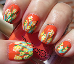 pastel flowers yellow nail orange polish nails flower marias
