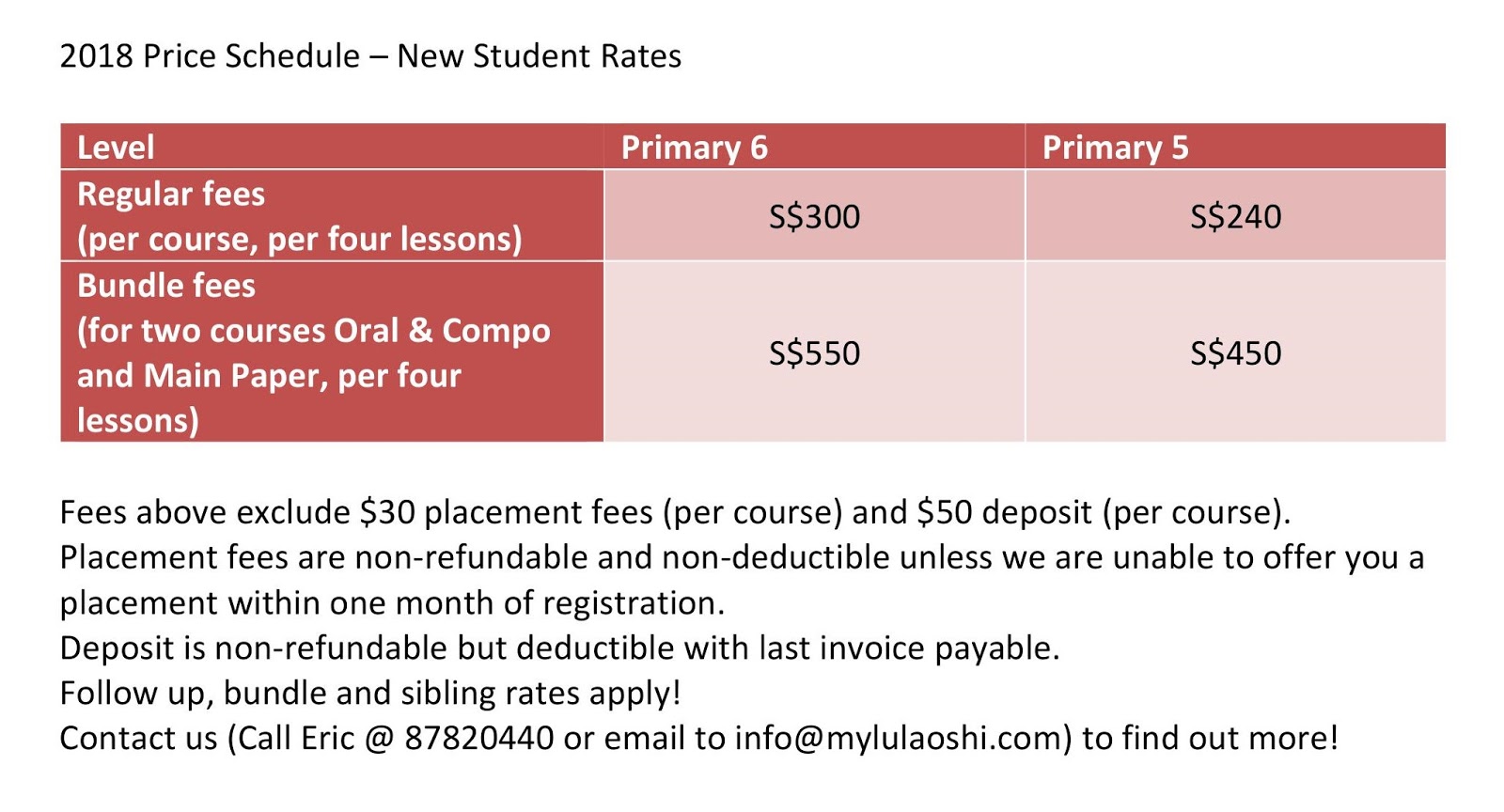 2018 Fee Schedule 2018 Fee Schedule
