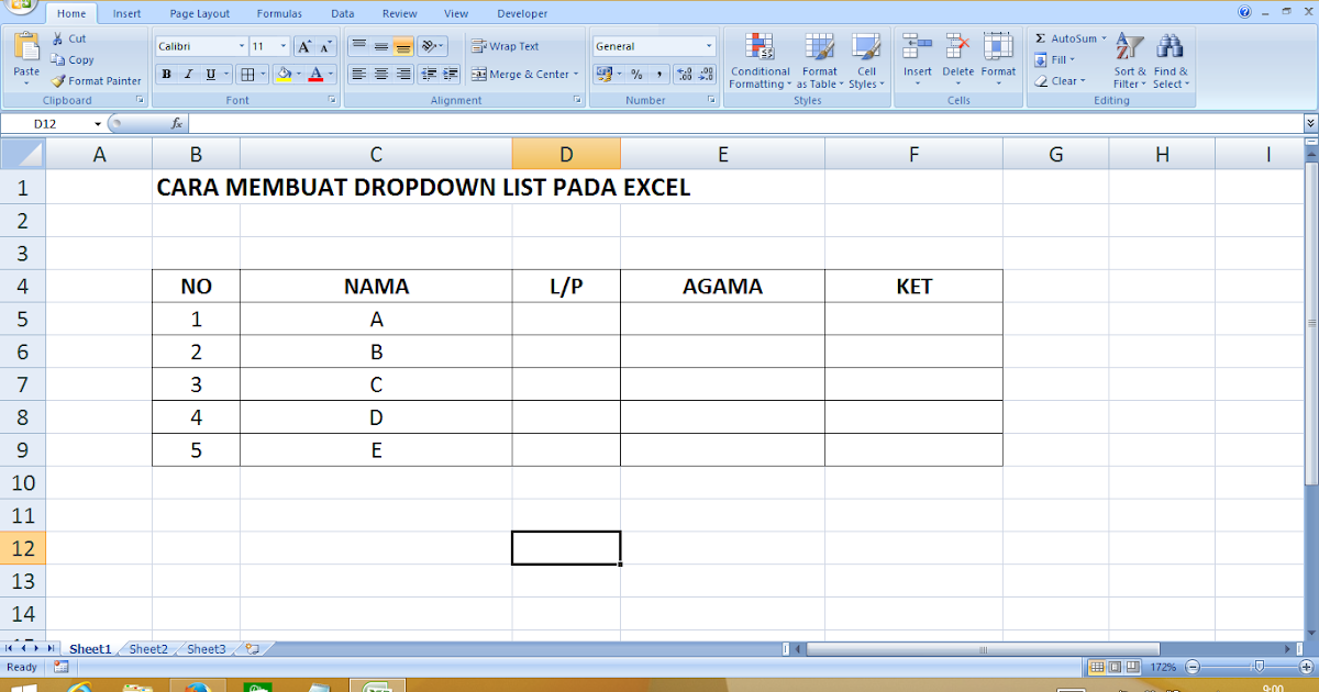 Langkah Membuat Dropdown List di Excel
