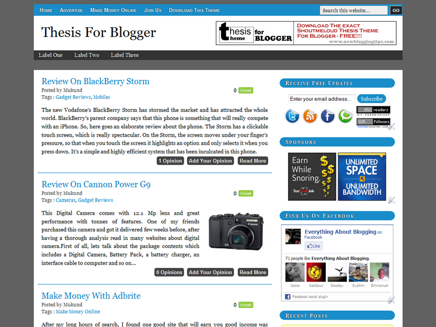Thesis wordpress theme for blogger