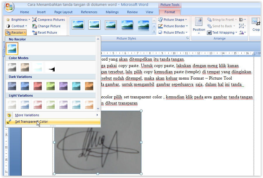 Cara Menambahkan Tanda Tangan Di Dokumen Word LogoLogo