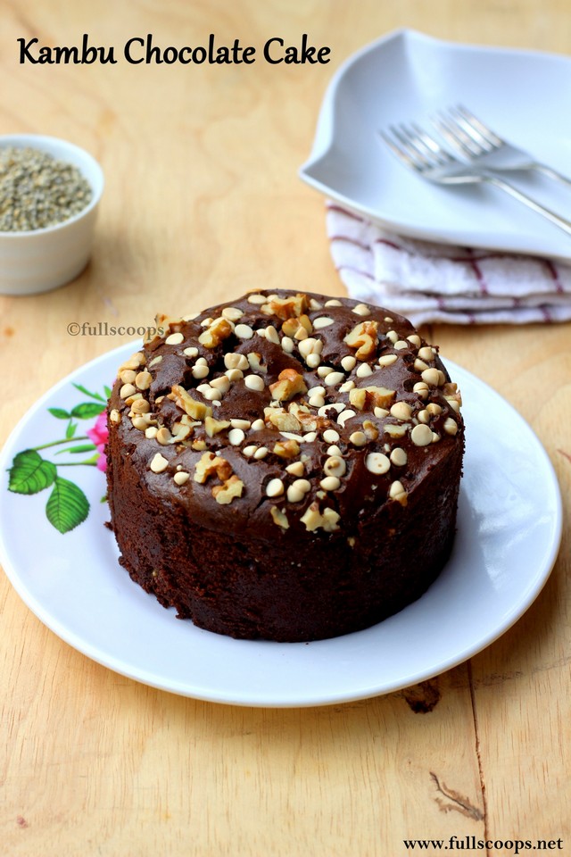 Eggless Whole Wheat Finger Millet Chocolate Cake-Ragi Chocolate Cake Recipe  with Chocolate sauce - Padhuskitchen